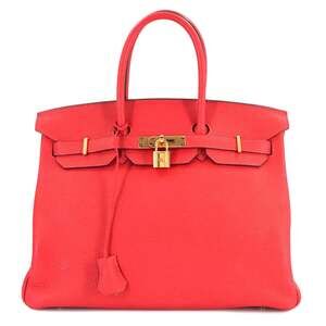 Hermes Birkin 35 Togo Rouge Pivoine Handbag □R stamp Gold hardware